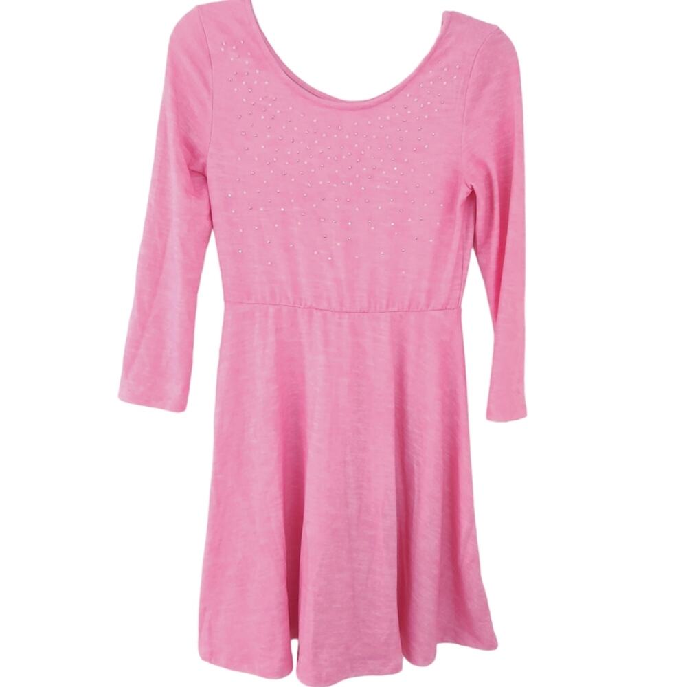 Xhiliration Girls Skater Dress Large Pink, Knee Length, Embellished Chest